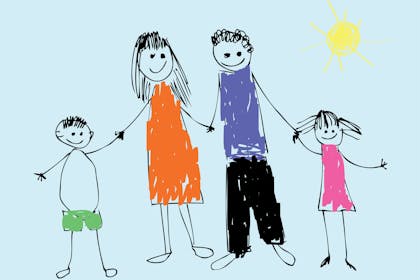 child drawing family illustration