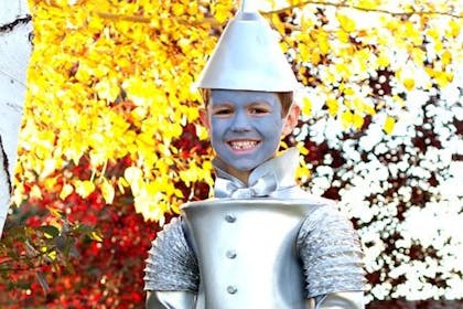 Boy dressed in Tin Man costume
