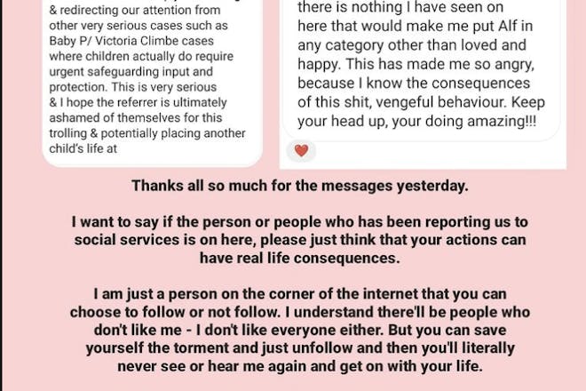 Messages of support on Ashley's Story