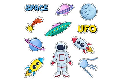 Space-themed kids' stickers