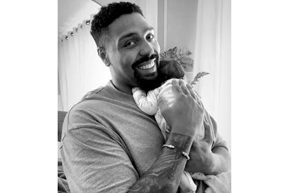Jordan Banjo and baby Atreus