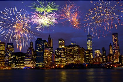 New Year's Eve fireworks over New York city skyline