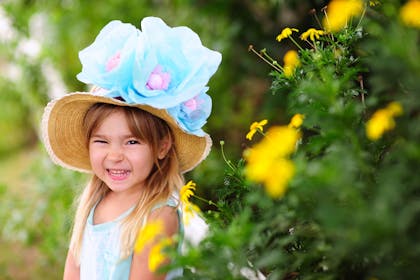 Little girl wearing Easter bonnet