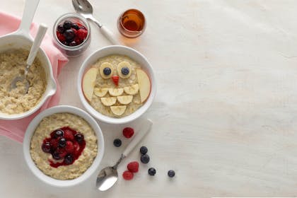 Annabel Karmel's almond milk porridge with berries, baby-led weaning recipe