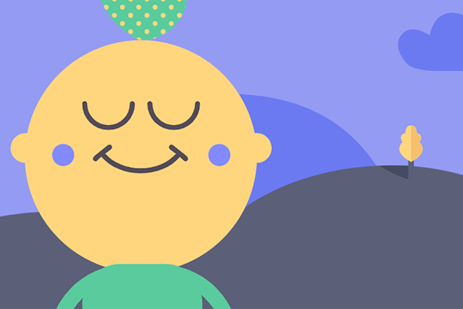 Headspace app cartoon showing smiling face