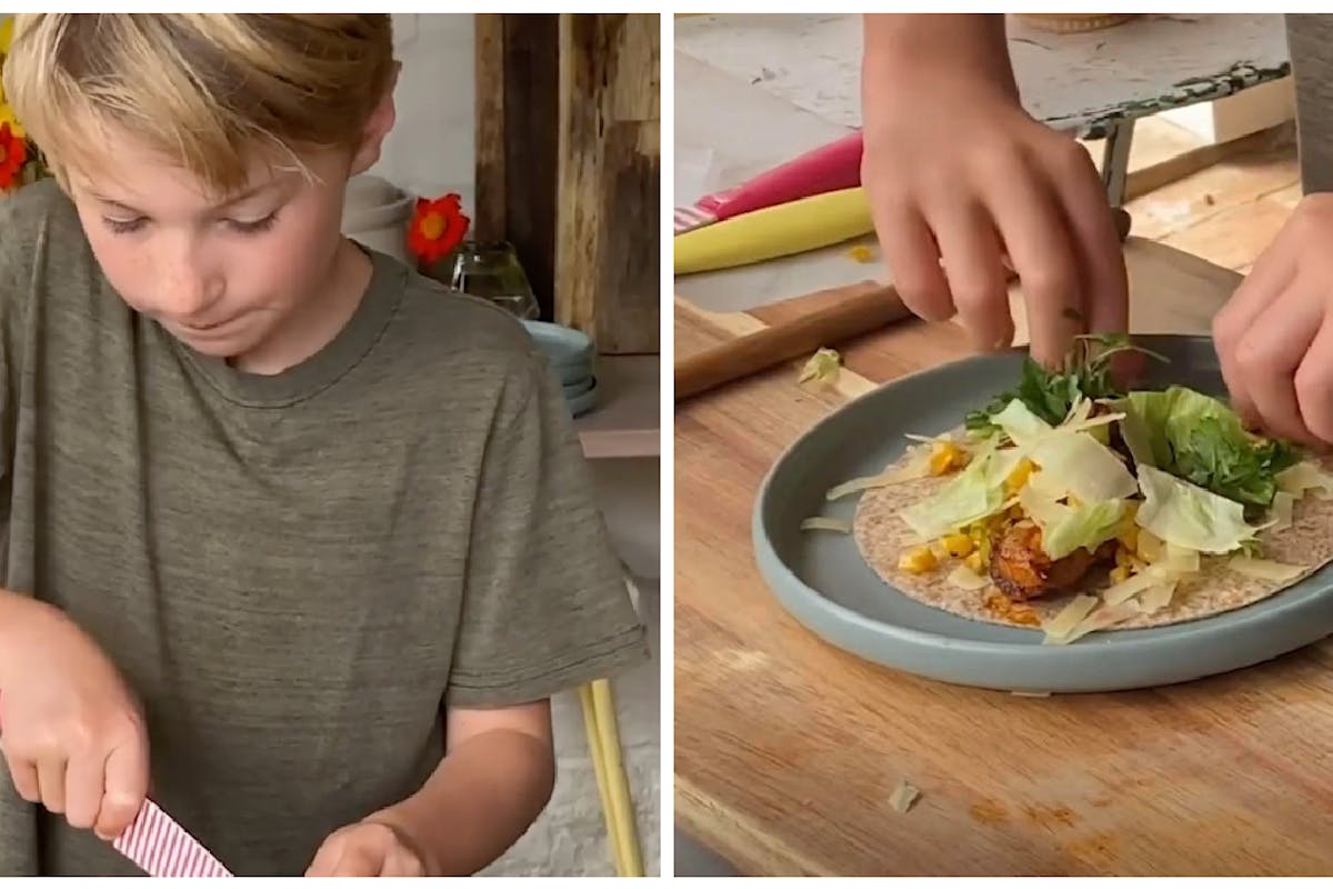 Jamie Oliver's son, Buddy, shows off his cooking skills