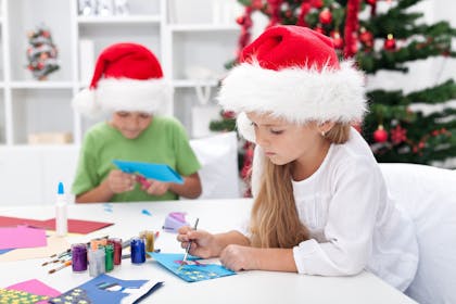 children making christmas cards