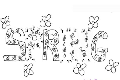 word spring with flowers