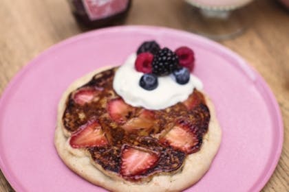 Strawberry buckwheat pancakes by Jamie Oliver