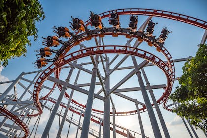 People on a rollercoaster