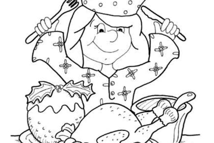 Christmas dinner free printable Christmas colouring picture