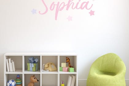Personalised name wall sticker on girl's bedroom wall 