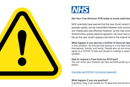 warning sign / fake NHS email