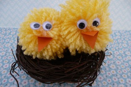 baby chickens made from yellow pom poms