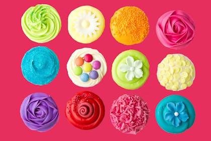 12 different coloured cupcakes