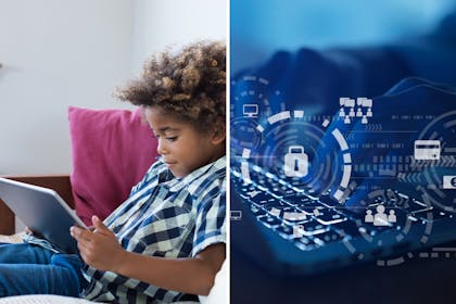 child on tablet and spyware