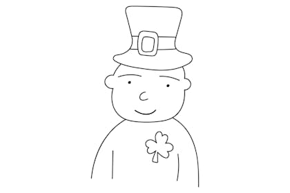 Drawing of leprechaun for colouring in