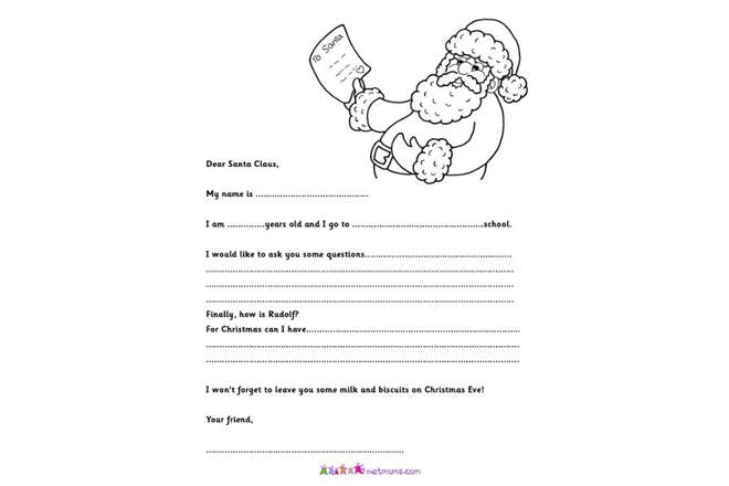 letter to santa template to fill in