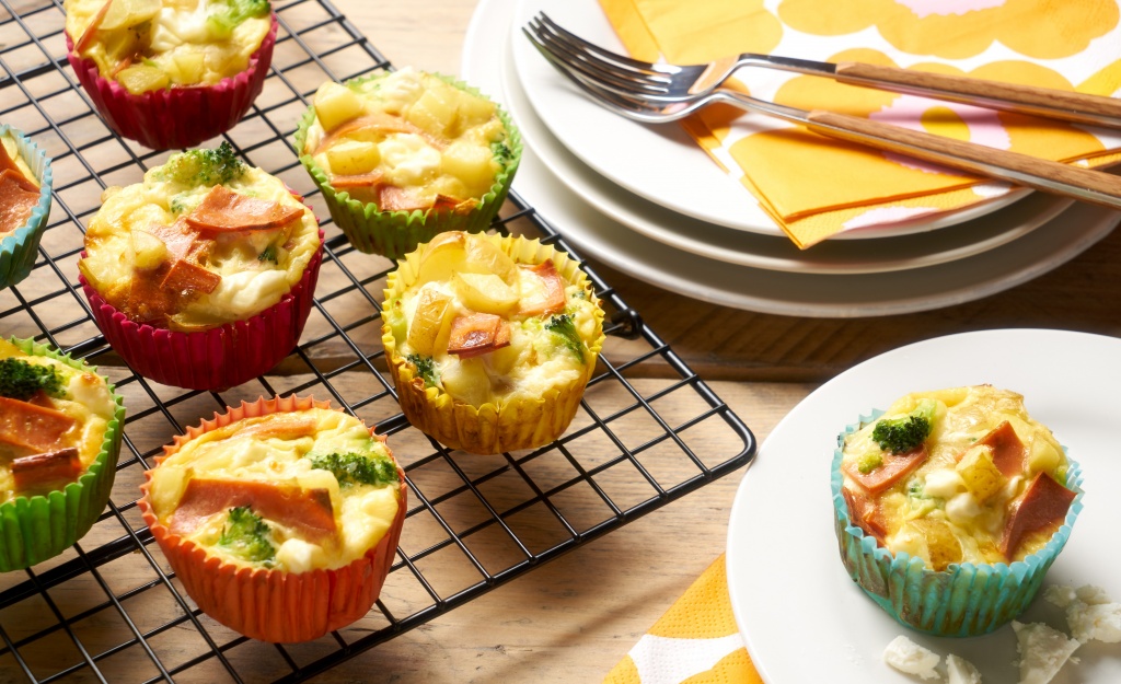 Quorn Vegetarian Bacon Slices, Potato and Broccoli Mini Frittatas
