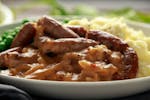 Slow cooked sausage and onion casserole for kids