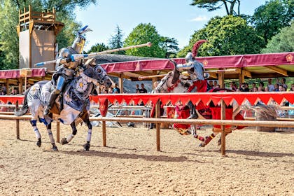 Knights jousting at Warwick castle