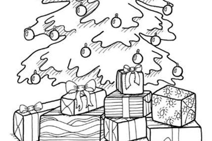 christmas presents  free printable Christmas colouring picture