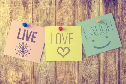 'Live, Love, Laugh' post-it notes