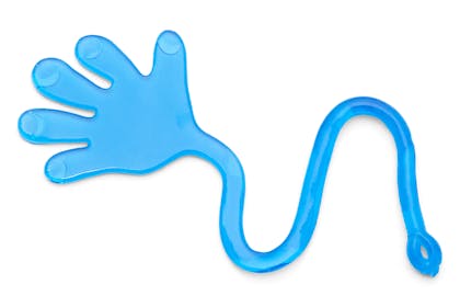 Blue sticky hand toy