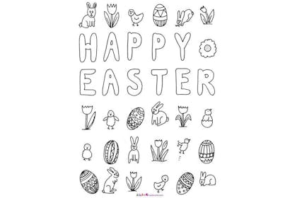 Happy Easter colouring in picture
