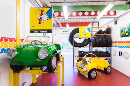 A mini garage at Eureka! Children's museum