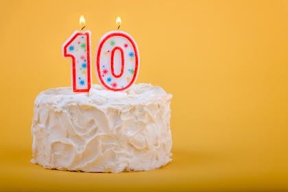 Birthday cake with 10th birthday candles