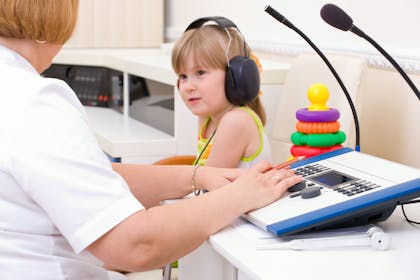 Child having hearing test