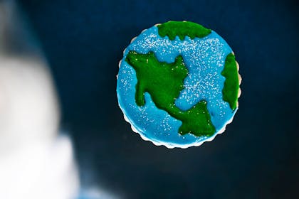 Biscuit decorated to look like earth