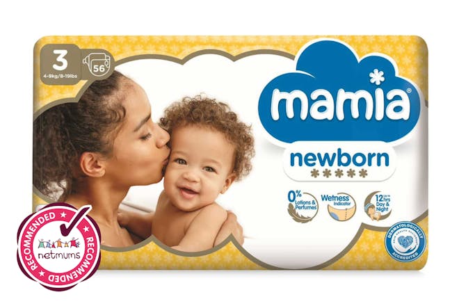 Aldi Mamia Premium Dry Fast size 3 nappies / Netmums Recommended logo