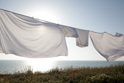 Sheets drying on washing line