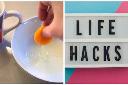 Egg hack and life hacks sign
