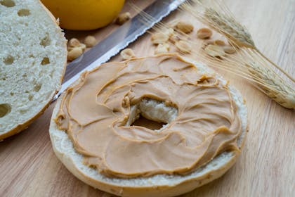 77. Bagel with peanut butter