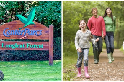 Center Parcs sign | Family in woods