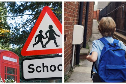 School sign / child walking home from school