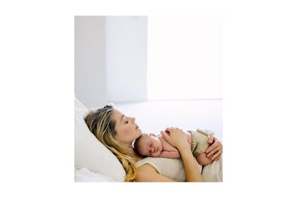 Amber Heard with her newborn baby