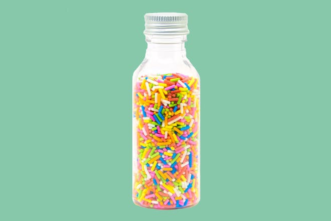 Cake sprinkles in a bottle