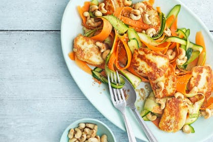 Carrot, courgette and halloumi with ginger dressing
