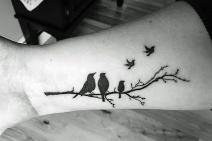 Roosting birds miscarriage tattoo