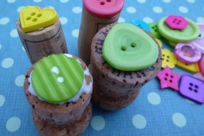 colourful buttons on corks