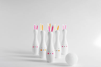Homemade DIY 'bunny bowling'