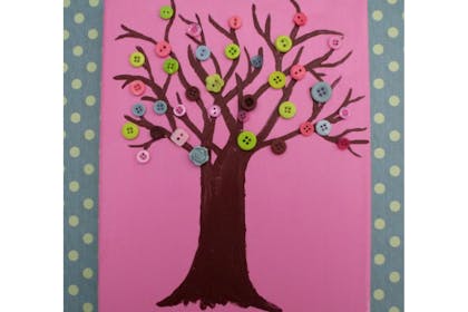painted tree with buttons