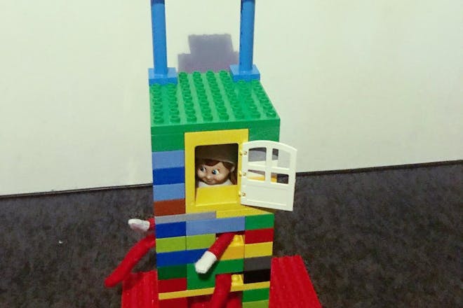 elf in a duplo house