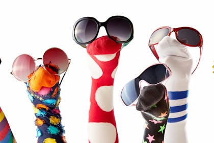 Selection of sock puppets wearing sunglasses