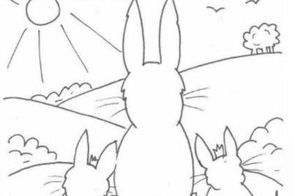 Easter bunny sunrise Easter colouring picture