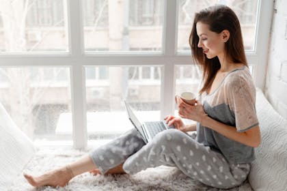 Woman working on laptop